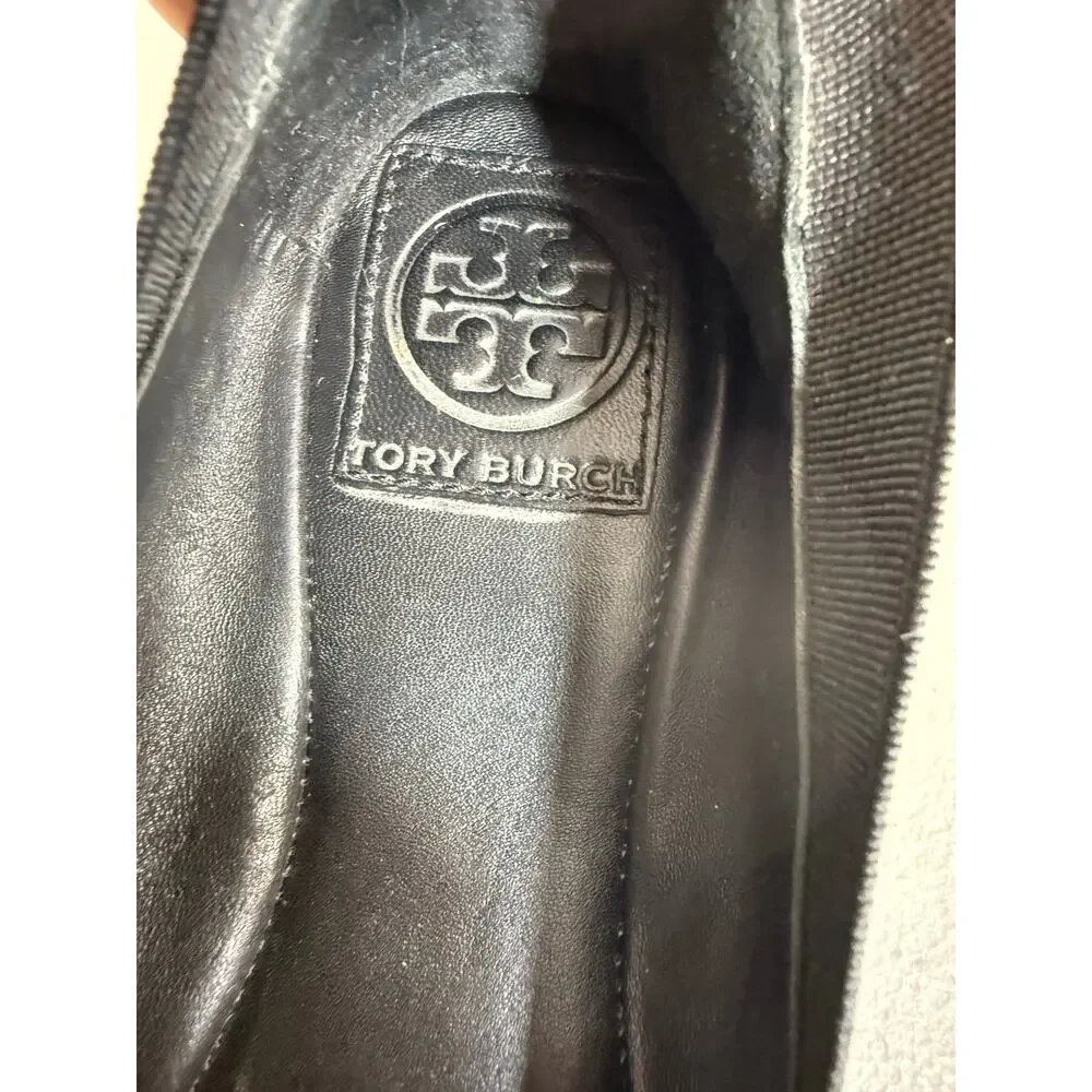 Tory Burch Caroline Ballet Flats Women’s 9 Black Patent Leather Logo Shoes